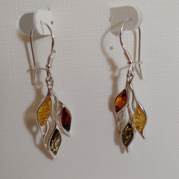 HWG-140 Earrings Leaf Yellow, Amber, Green $47 at Hunter Wolff Gallery